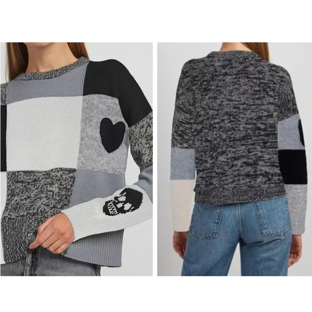 360 Cashmere | Freydis Skull Cashmere Crew In Grey